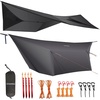 image:imageOnewind 1210 ft Camo Camping Tarp Billow Tarp Shelter Lightweight Waterproof Hammock Rainfly for Stealth Camping Army Military Bushcraft Easy to Setup with Tent Pegs and Guyline CamouflageDark Grey