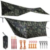 image:imageOnewind 1210 ft Camo Camping Tarp Billow Tarp Shelter Lightweight Waterproof Hammock Rainfly for Stealth Camping Army Military Bushcraft Easy to Setup with Tent Pegs and Guyline CamouflageCamo