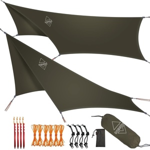 image:imageOnewind 1210 ft Camo Camping Tarp Billow Tarp Shelter Lightweight Waterproof Hammock Rainfly for Stealth Camping Army Military Bushcraft Easy to Setup with Tent Pegs and Guyline CamouflageOd Green12 Hexagon