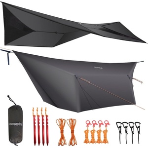 image:imageOnewind 1210 ft Camo Camping Tarp Billow Tarp Shelter Lightweight Waterproof Hammock Rainfly for Stealth Camping Army Military Bushcraft Easy to Setup with Tent Pegs and Guyline CamouflageDark Grey