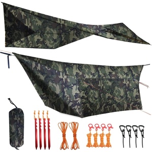 image:imageOnewind 1210 ft Camo Camping Tarp Billow Tarp Shelter Lightweight Waterproof Hammock Rainfly for Stealth Camping Army Military Bushcraft Easy to Setup with Tent Pegs and Guyline CamouflageCamo