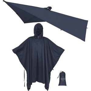 image:imageonewind Hooded Rain Poncho Silnylon Rain Coat Versatile Survival Shelter Waterproof Breathable Lightweight PonchoDark Grey8956 226cm142cm