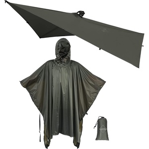 image:imageonewind Hooded Rain Poncho Silnylon Rain Coat Versatile Survival Shelter Waterproof Breathable Lightweight PonchoOd Green8956 226cm142cm