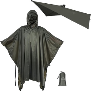 image:imageonewind Hooded Rain Poncho Silnylon Rain Coat Versatile Survival Shelter Waterproof Breathable Lightweight PonchoOd Green9856 250cm142cm