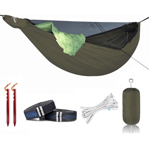 image:imageOnewind 11ft Camping Hammock with Mosquito Net and Adjustable Ridgeline Lightweight Portable Double Hammock with Tree Straps and Bug Net Ideal for Camping Hiking Backpacking Coyote BrownOd Greendouble Layer Hammock Bed
