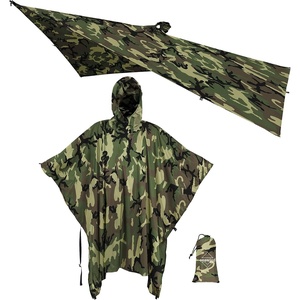 image:imageonewind Hooded Rain Poncho Waterproof Silnylon Versatile Survival ShelterCamo9856 250cm142cm
