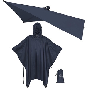 image:imageonewind Hooded Rain Poncho Waterproof Silnylon Versatile Survival ShelterDark Grey8956 226cm142cm