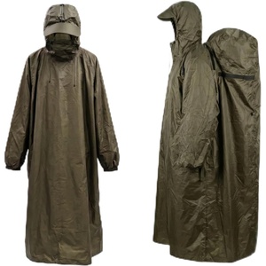 image:imageonewind Hooded Rain Poncho Waterproof Silnylon Versatile Survival ShelterOd Green With Backpack Cover41ft Height