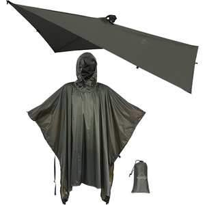 image:imageonewind Hooded Rain Poncho Waterproof Silnylon Versatile Survival ShelterOd Green8956 226cm142cm