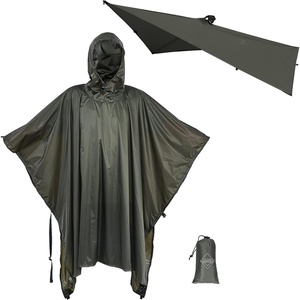 image:imageonewind Hooded Rain Poncho Waterproof Silnylon Versatile Survival ShelterOd Green9856 250cm142cm